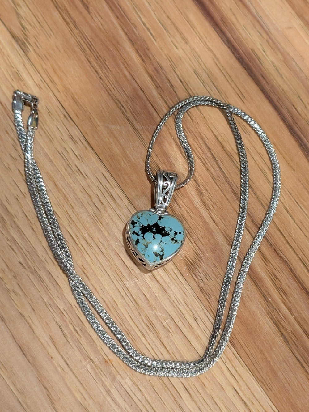 Heart Turquoise Pendant Necklace in 825 Sterling Silver